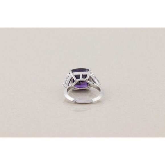 Sterling Silver Purple and White Cubic Zirconia Ring Size 6 - Picture 7 of 7